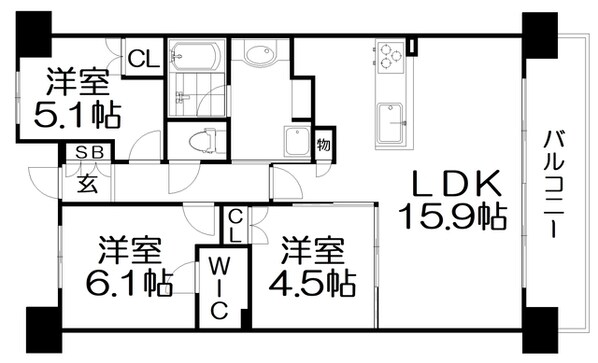 パークホームズLaLa門真の物件間取画像